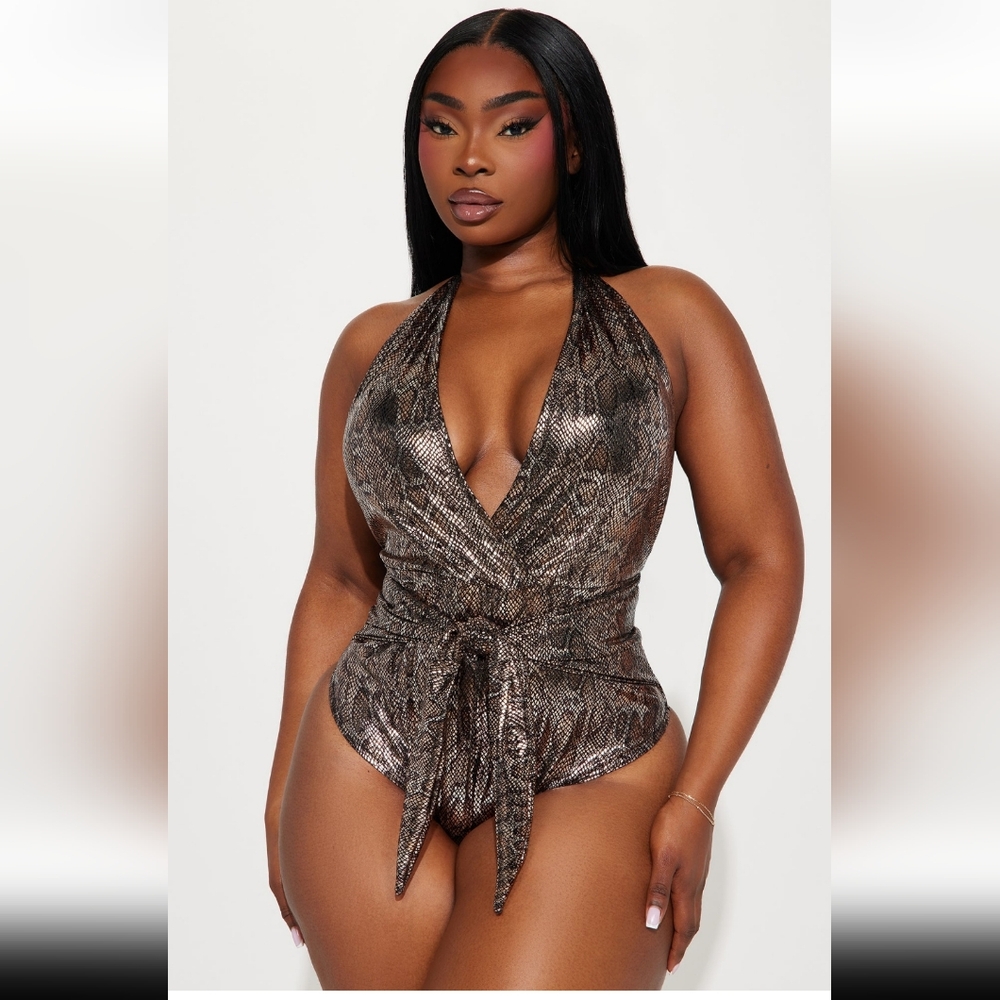 Metallic one-piece swimwear